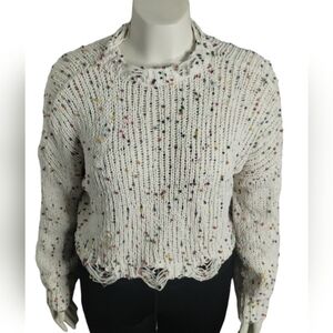 Idem ditto Distressed Festival Confetti Crop Sweater Women's M/L Grungecore Stre